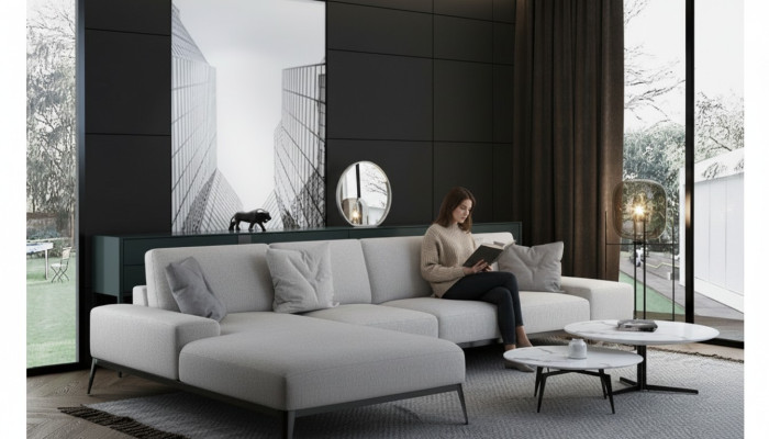 Italian upholstered seating corner leather couch modern suite living landscape