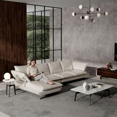 Italian upholstered corner leather sofa set modern living room landscape