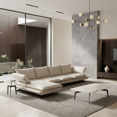 Italian upholstered corner leather sofa set modern living room landscape