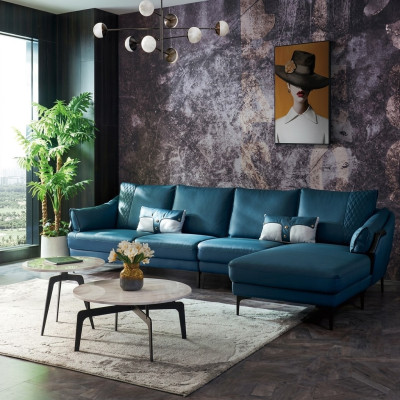 Italian padded seat leather corner suite couch modern living landscape
