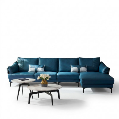 Living landscape corner sofa L-shape armchair set suite modern sofa blue