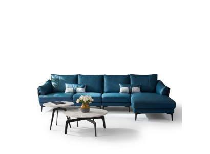 Living landscape corner sofa L-shape armchair set suite modern sofa blue