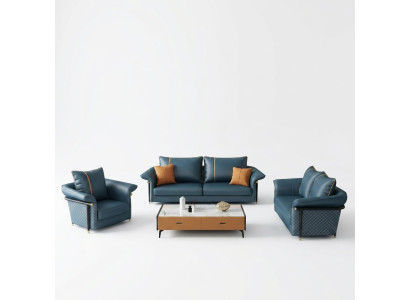 Leather Upholstery Complete Set Sofa Set 321 Seater Design Living Landscape