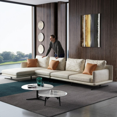 Living area corner sofa L-shape armchair decor set suite modern sofa leather