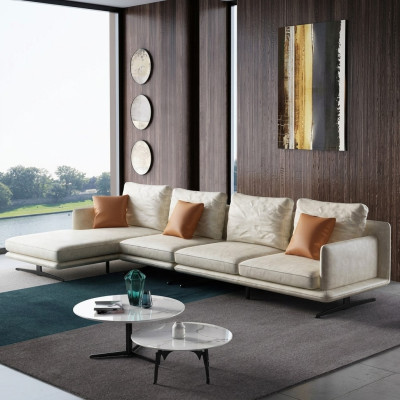 Living area corner sofa L-shape armchair decor set suite modern sofa leather