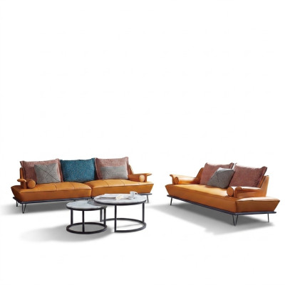Italian Upholstered Seating Set 4+2 Group Leather Couch Modern Sofa