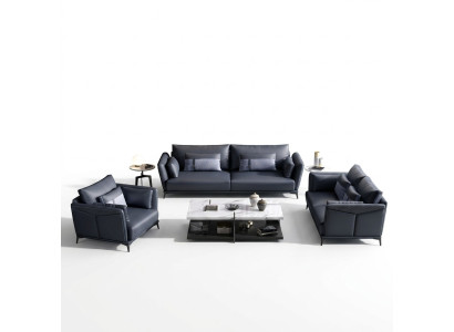 Italian Upholstered Seating Set 3+2+1 Group Leather Couch Modern Sofa