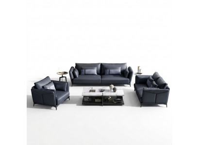 Italian Upholstered Seating Set 3+2+1 Group Leather Couch Modern Sofa