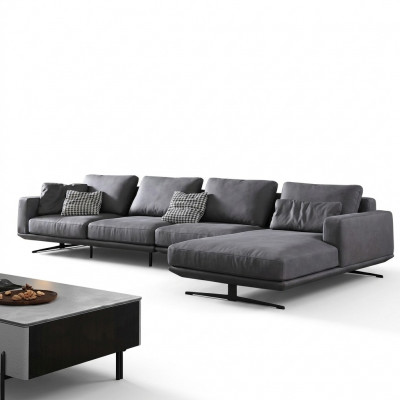 Italian style living room furniture L-shaped textile corner set seat cushion