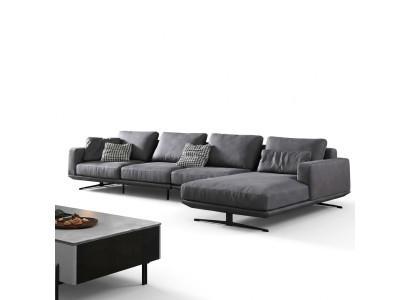 Italian style living room furniture L-shaped textile corner set seat cushion
