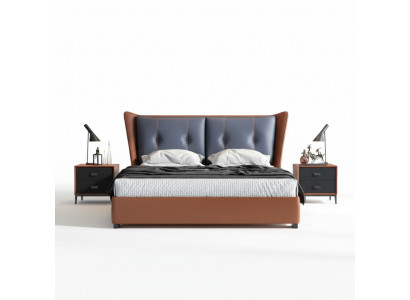 Italian bedroom beds style furniture designer bed + 2 nightstands