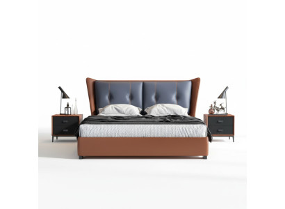 Italian bedroom beds style furniture designer bed + 2 nightstands