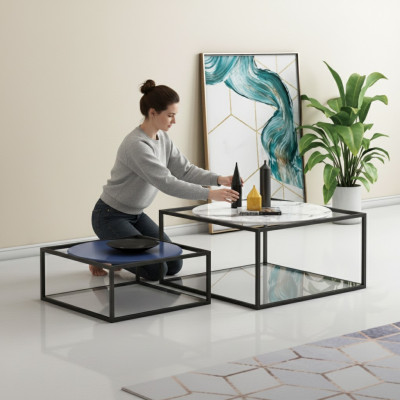 Double Set 2x Coffee Table Side Table Coffee Table Design Living Room Table