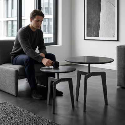 Set of 2 Deco Coffee Tables Side Tables Designer Living Room Tables