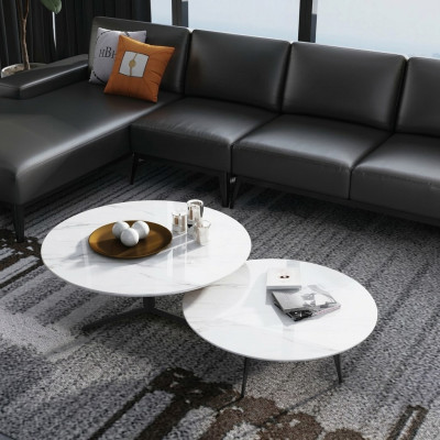 Round set of 2x coffee table side table decoration designer living room