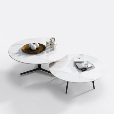Round set of 2x coffee table side table decoration designer living room