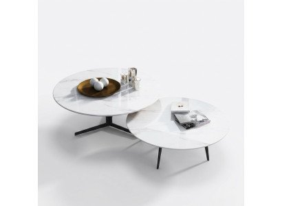 Round set of 2x coffee table side table decoration designer living room