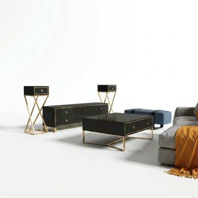 Italian designer furniture 2-piece set: sideboard + coffee table high gloss