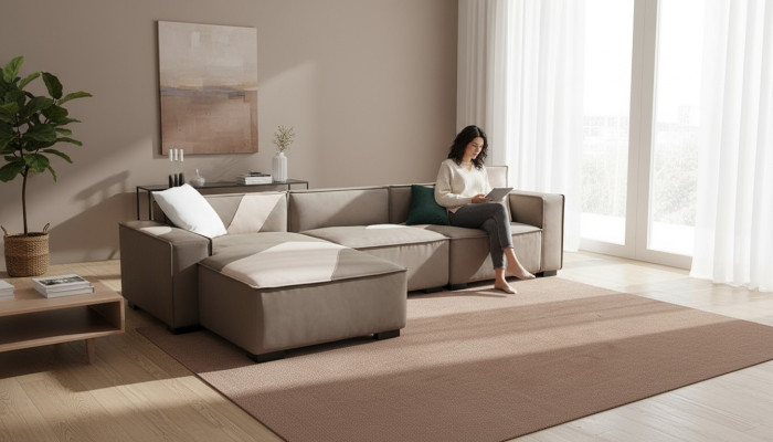 Sectional sofa living landscape couch L-shaped upholstered couches leather design Italy