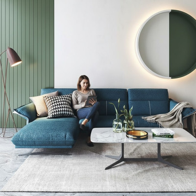 Fabric L-shaped couch living landscape corner sofa set modern design blue sofa new