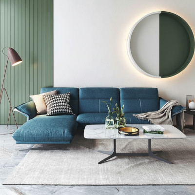 Fabric L-shaped couch living landscape corner sofa set modern design blue sofa new
