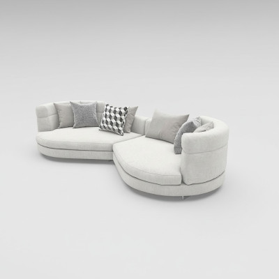 Round big XXL sofa, 4-seater luxury Italian design round couch, luxury upholstered sofas.