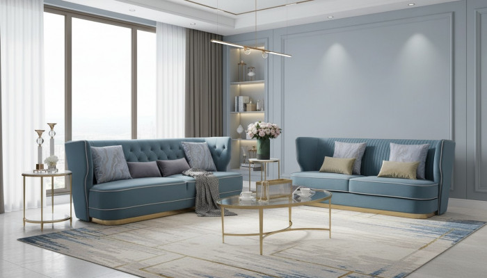 Design luxury couch 3-seater upholstered sofa - Italian style living room furniture.
