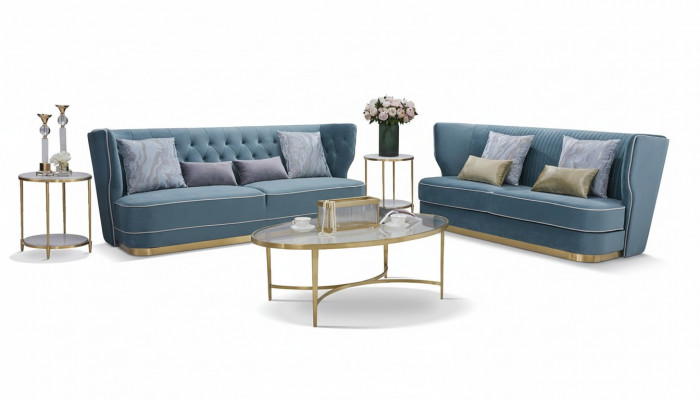 Design luxury couch 3-seater upholstered sofa - Italian style living room furniture.