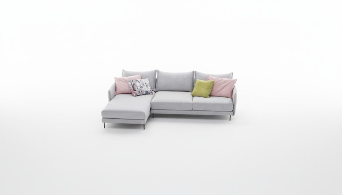 L-shaped sectional fabric couch upholstered seat sofa textile corner Italian design new