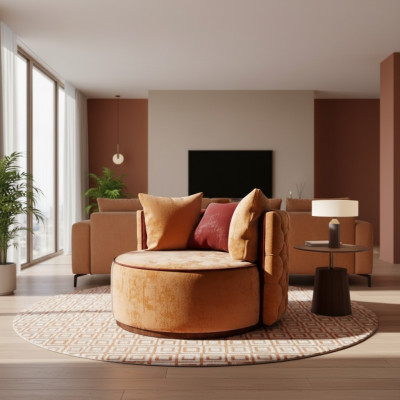 Round Armchair Chesterfield Club Round Sofa Couch Round Relax Chairs Upholstered Chair