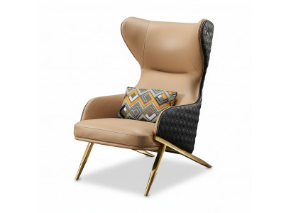 Chair Relax Leather Lounge Club Upholstery Design Couch Sofa Seat Luxury Beige New