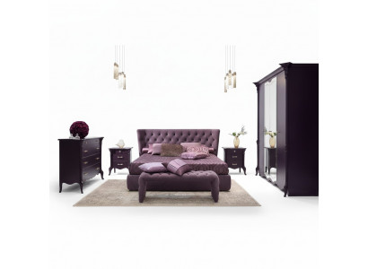 Bedroom set ensemble bed 2x bedside tables stool 3-piece Chesterfield complete.