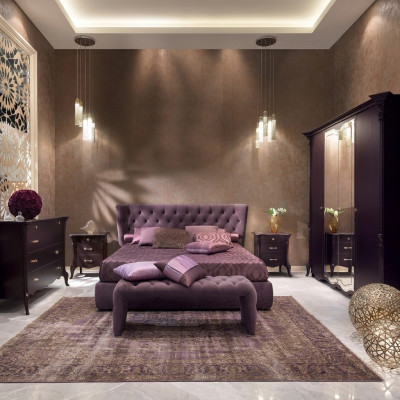 Bedroom Italian furniture set luxury Chesterfield 6-piece solid wood