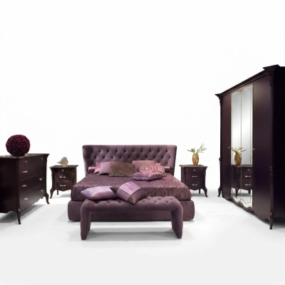 Bedroom Italian furniture set luxury Chesterfield 6-piece solid wood