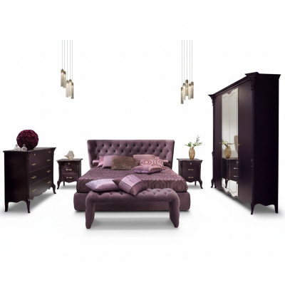 3-piece bedroom set bed 2x nightstand console double upholstered beds hotel