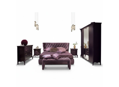 3-piece bedroom set bed 2x nightstand console double upholstered beds hotel