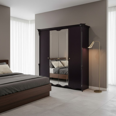 Beautiful wardrobe with mirrored doors in elegant Italian design