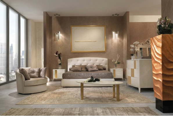 Italian-style furniture 4-piece set bed + 2x bedside tables + dresser bedroom