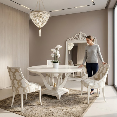 Round table dining room round wood tables design original furniture Italian furniture