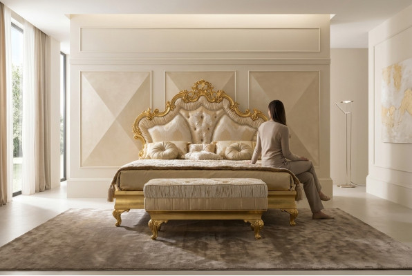 Classic Bed Baroque Rococo Hotel Beds Upholstered Bed Double Bed 180x200cm