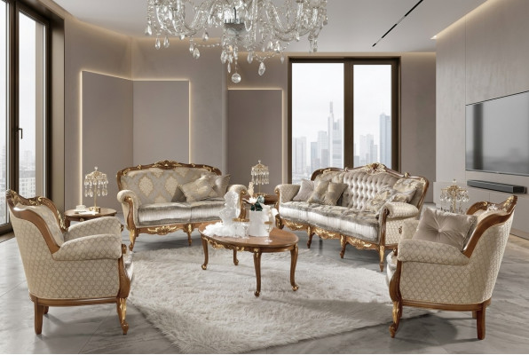 Italian furniture sofa set group classic seating solid wood