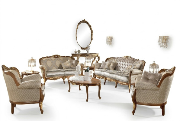 Italian furniture sofa set group classic seating solid wood