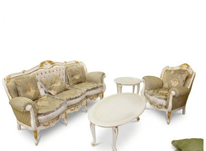 Classic living room set 4 pieces. Sofa set 31+ coffee table side table solid wood