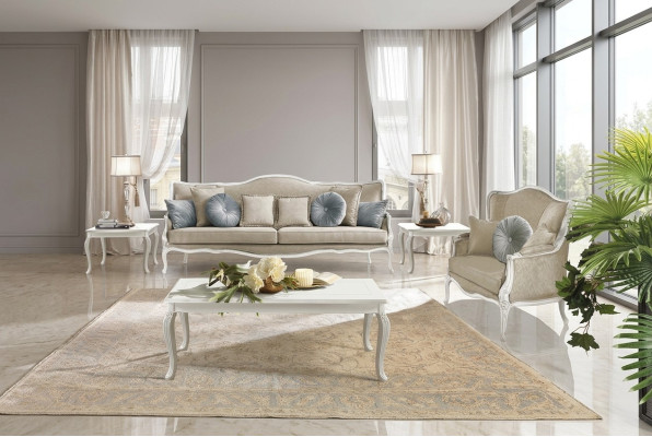 Italian furniture 3-seater classic baroque rococo sofa textile fabric couch new
