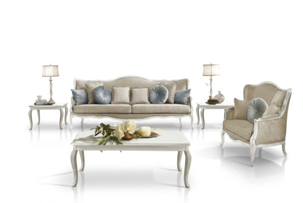 Italian furniture 3-seater classic baroque rococo sofa textile fabric couch new