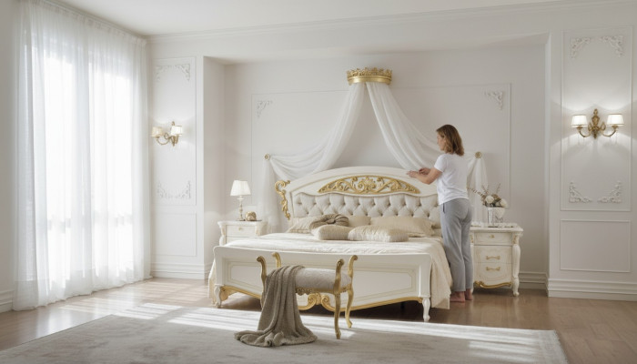 Italian bedroom furniture luxury designer bed double beds gold
