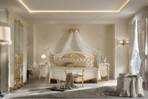 Italian bedroom furniture luxury designer bed double beds gold
