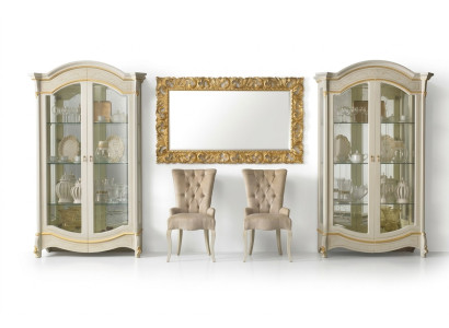 Classic living room furniture white gold wood showcase display cabinet furniture
