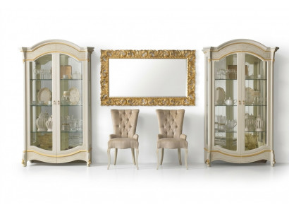 Classic living room furniture white gold wood showcase display cabinet furniture