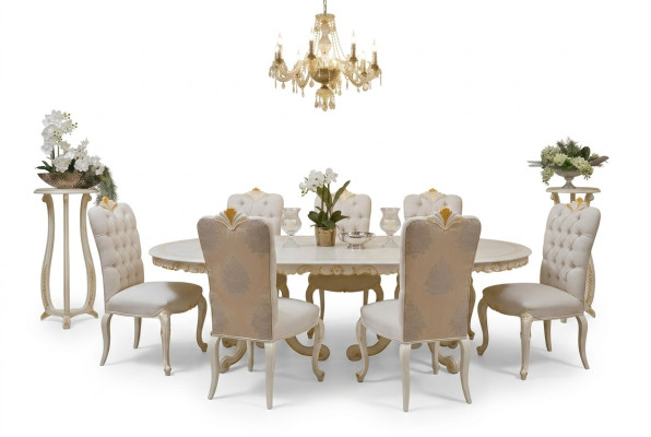 Classic solid wood dining table set 4x chair set chairs 5 pcs.